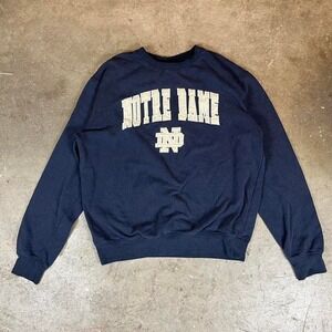 Navy vintage Notre Dame crewneck sweatshirt with embroidered logo